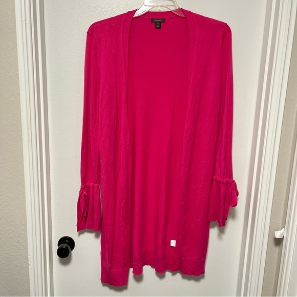 Halogen Bright Pink Tie Sleeve Long Open Cardigan MEDIUM - Picture 1 of 5